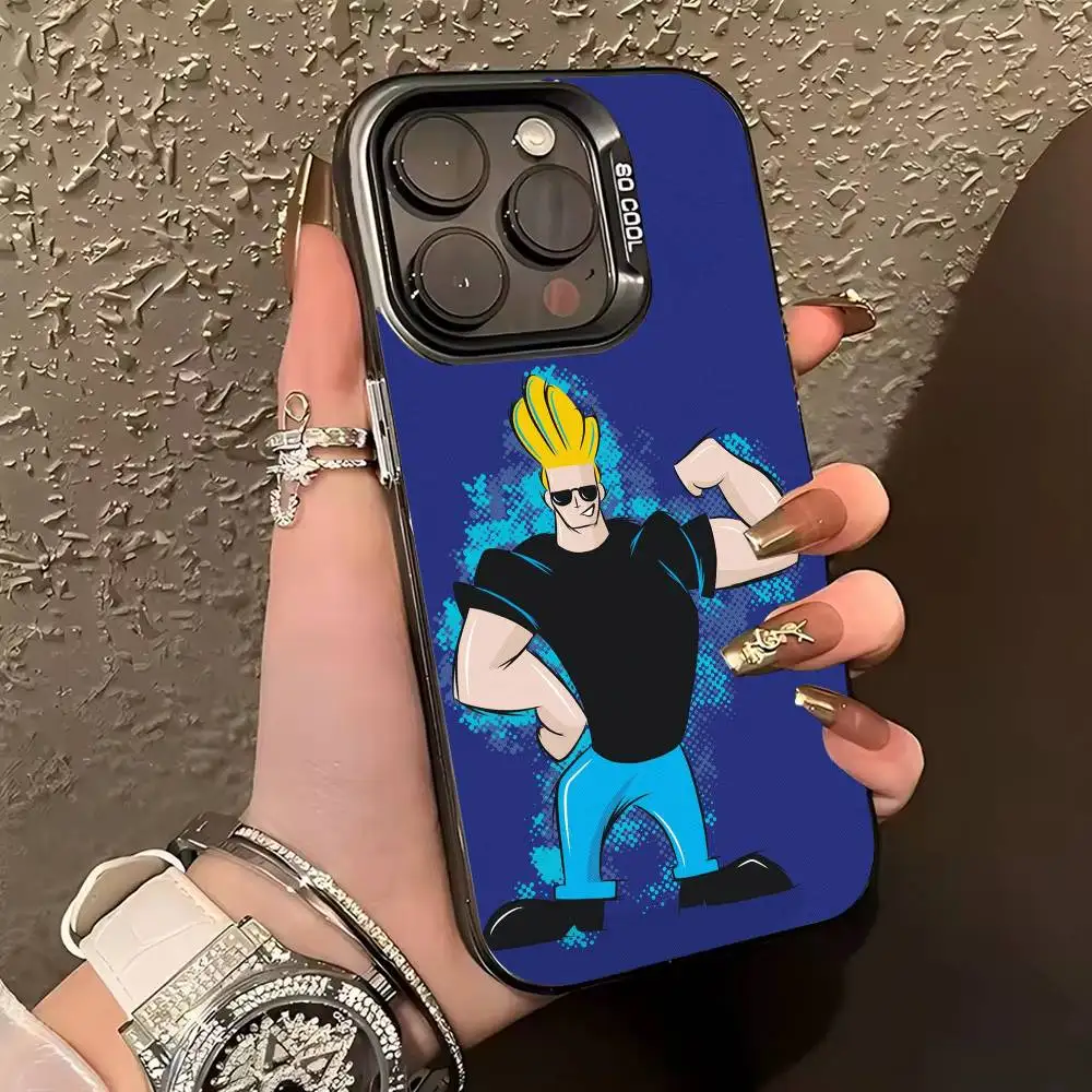 J-Johnny B-Bravo anime  Phone Case For iPhone 17,16,15,14,13,12,11 Plus,Pro Max,XS,Colored silver phone case