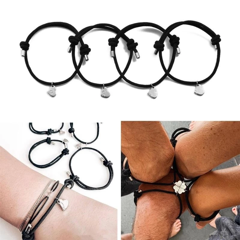  4Pieces Heart Magnet Bracelet for Couple Friend Infinite Love Pattern Bracelet