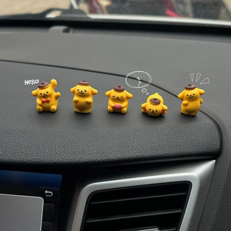 

5Pcs Kawaii PomPomPurin Sanrio Cute Car Accessories Car Decoration Doll Toy Children Birthday Christmas Gift for Girls