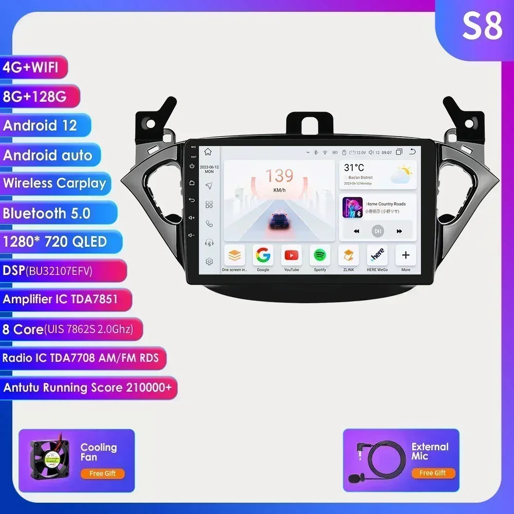7862 Android Auto Radio Multimedia Speler Voor Opel Adam 2013 -2016 Voor Corsa E 2015 -2019 Audio Stereo Carplay Auto Touchscreen