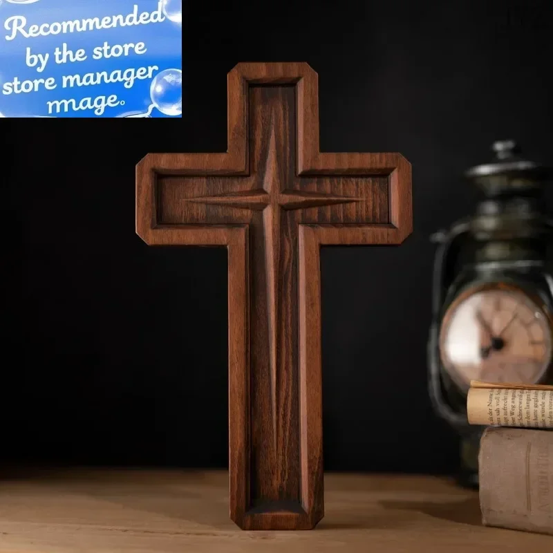 

Star Cross of Bethlehem Wooden Christian Large Holy Cross Ornament, Church Wall Art Home Room Decor
