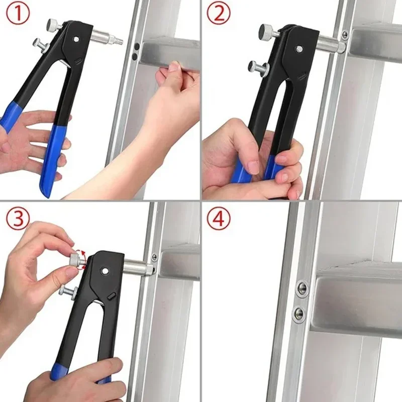 150PCS Stainless Steel Rivet Nuts Kit M3 M4 M5 M6 M8 with Rivet Nut Gun and 5PCS Flathead Screw Crimp Plier Repair Tools