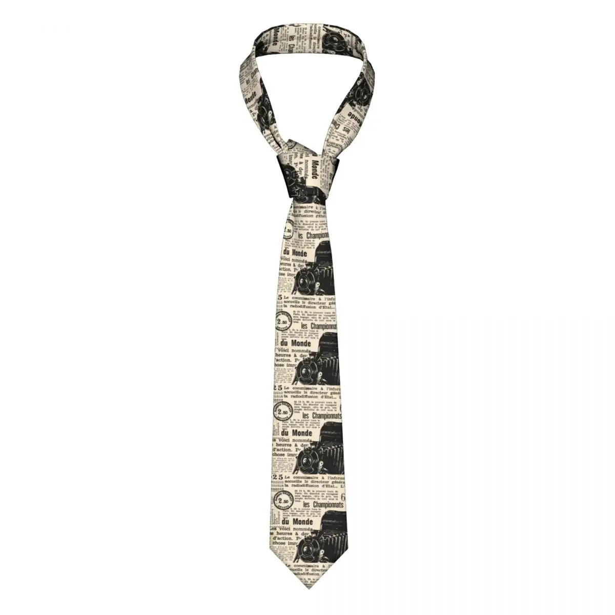 French Vintage Newspaper Necktie Unisex Polyester 8 cm Neck Ties for Men Casual Narrow Accessories Gravatas Wedding Cosplay