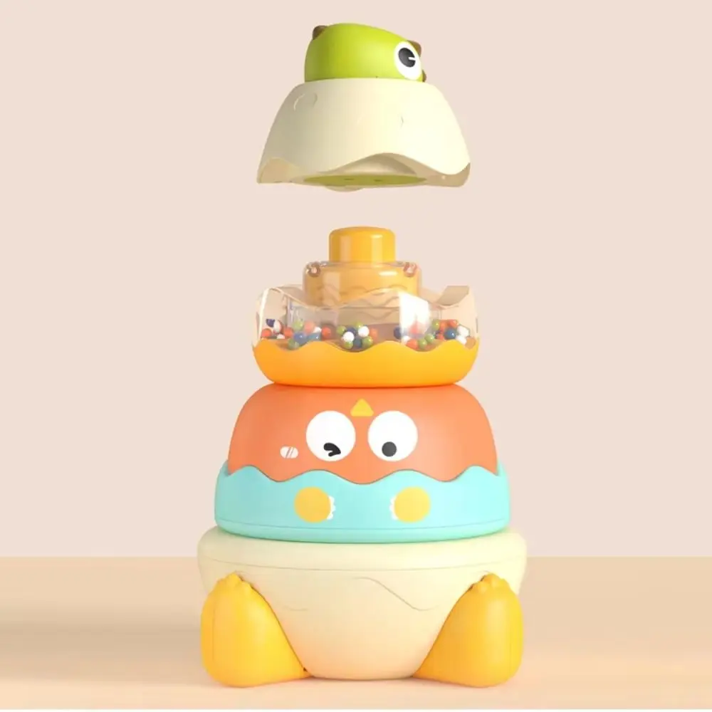 Ferrule Dinosaur Rainbow Stacking Rattle Montessori Stacking Rings Developmental Rainbow Tower Puzzle