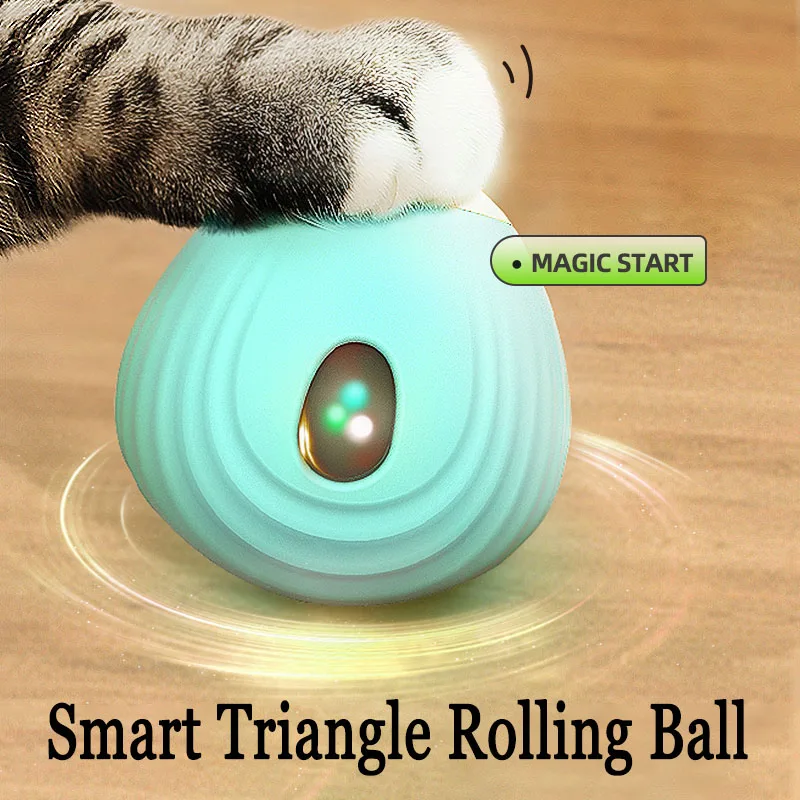 Triangle Cat Rolling Ball Interactive Cat Toy Self-moving Kitten Ball Toys Vibration Sensor Cats Game Toy Cat Accessories