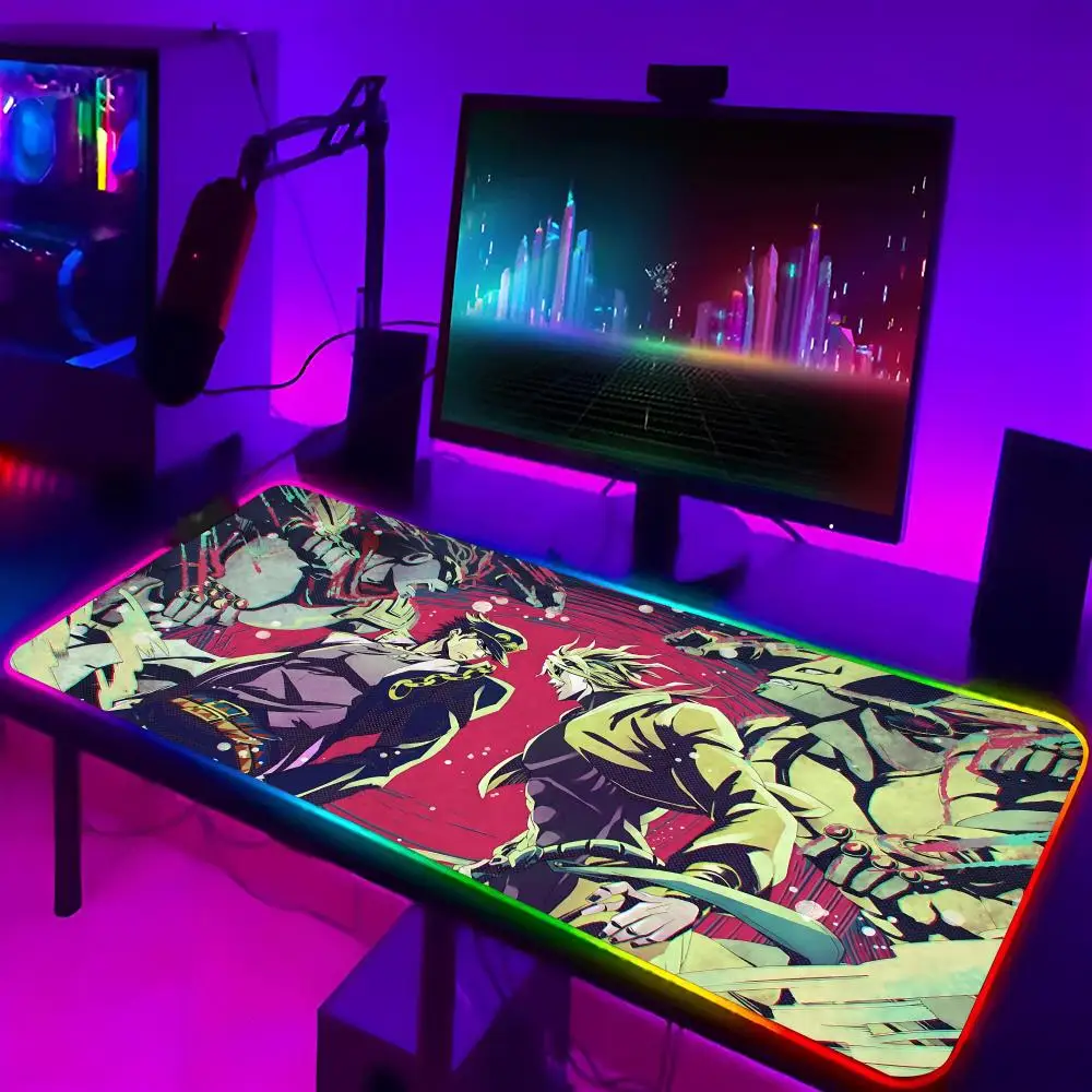 Jojo Bizarre Adventure Mouse Pad Xxl Laptop Mat Gaming Couple Rgb Mousepad Backlit Keyboard Gamer Girl Table Pads Deskpad