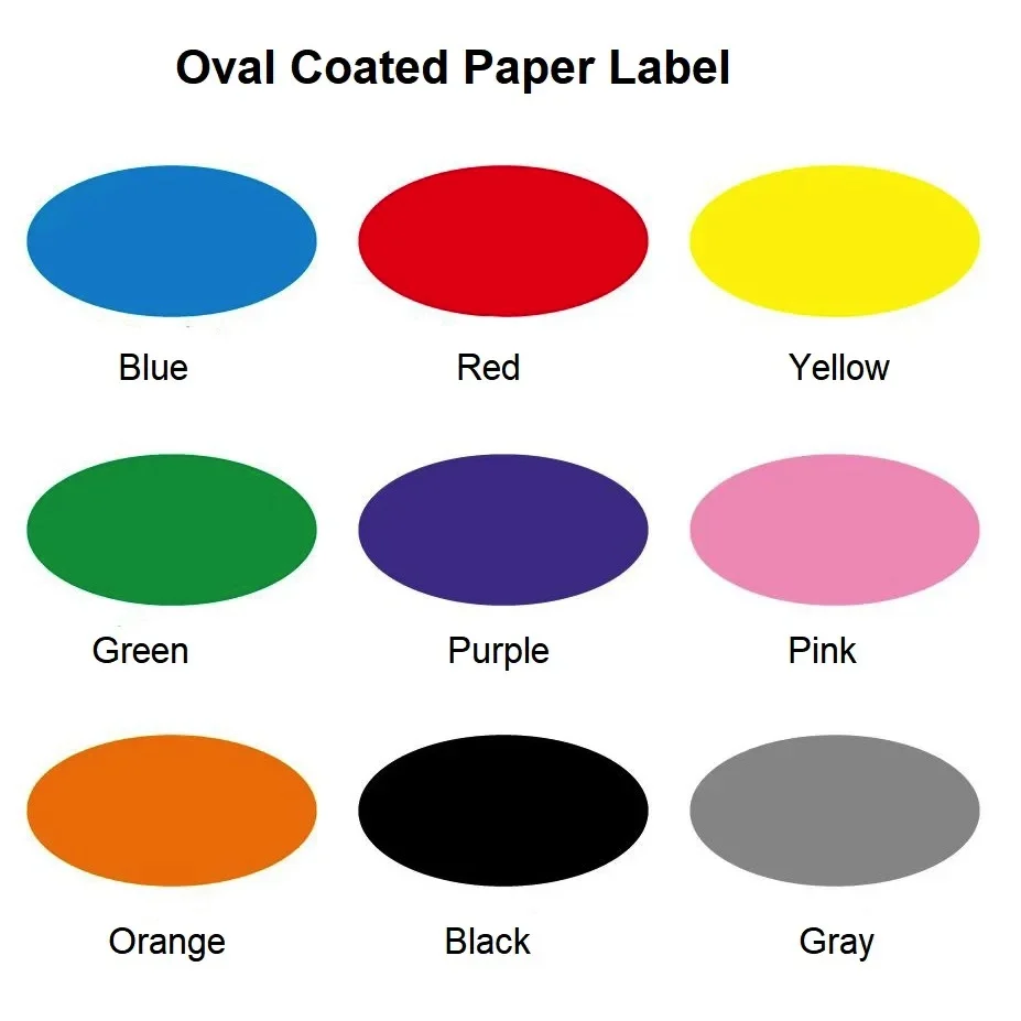 Oval coated paper 30 35 40 45 50 55 60 65 70mm Blank self-adhesive color label paper roll ribbon printer printing