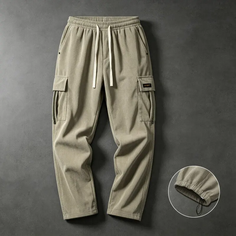 

Spring and Autumn New Fashion Solid Color American Retro Multi-pocket Cargo Pants Men's Casual Loose Sports High-quality Pants