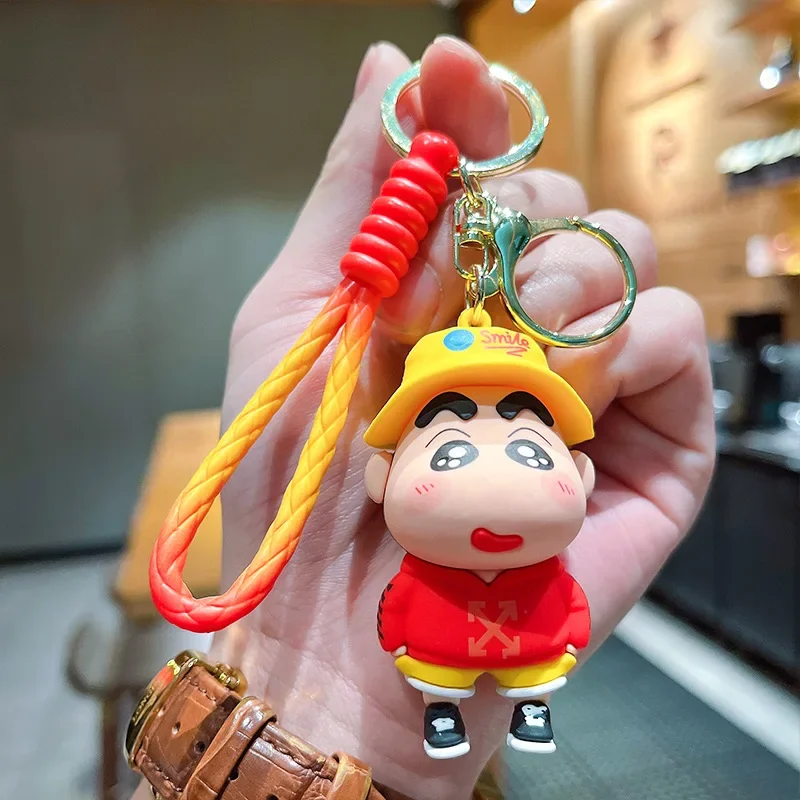 Kawaii Skateboard Crayon Shinchan Keychain Anime Funny Shinchan Doll Key Chain Wholesale Cute Girl Bag Pendant Gift