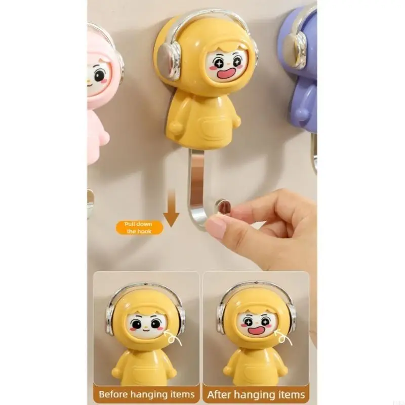 Cartoon Face Changing ABS Plastic Adhesive Wall Hook Girl Decorative Hanger For Hats Bags Accessories