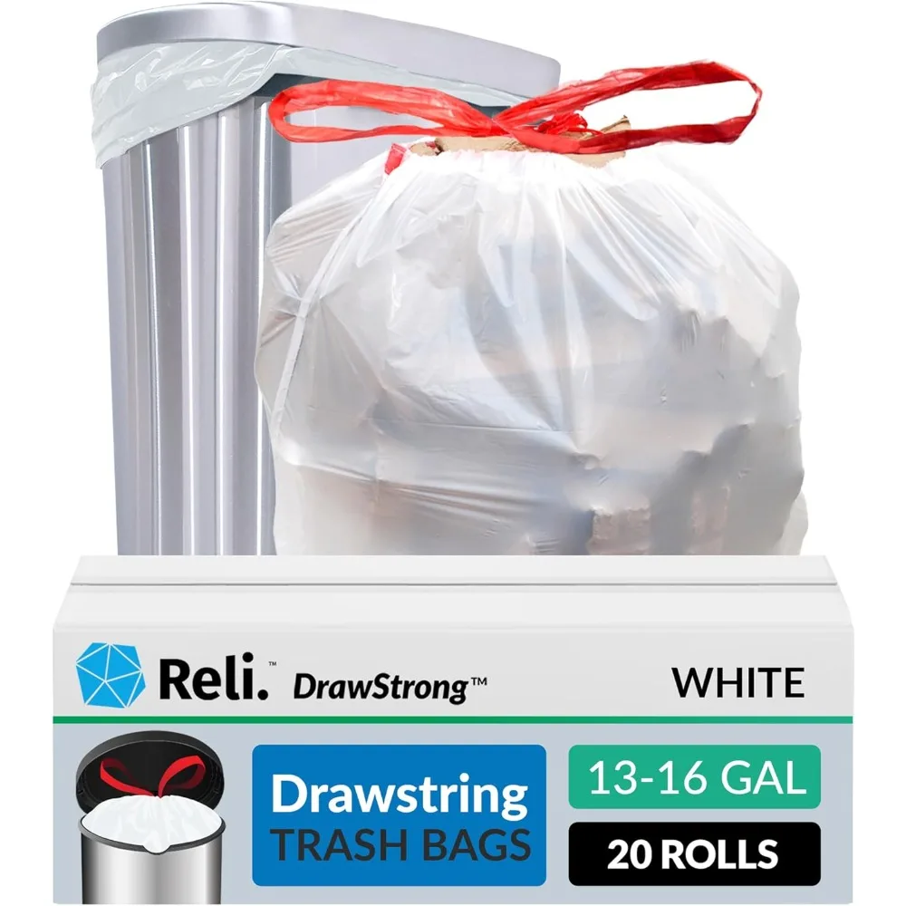 

Tall Kitchen Drawstring Trash Bags 13 Gallon 500 Count Bulk Kitchen Garbage Bags White 13 Gallon - 16 Gallon Capac