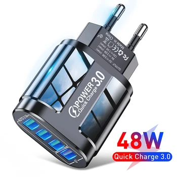 3.0A USB şarj 4 limanlar QC 3.0 hızlı şarj cep telefonu şarj adaptörü iPhone 15 14 Pro Max Xiaomi 13 Samsung S24 Huawei