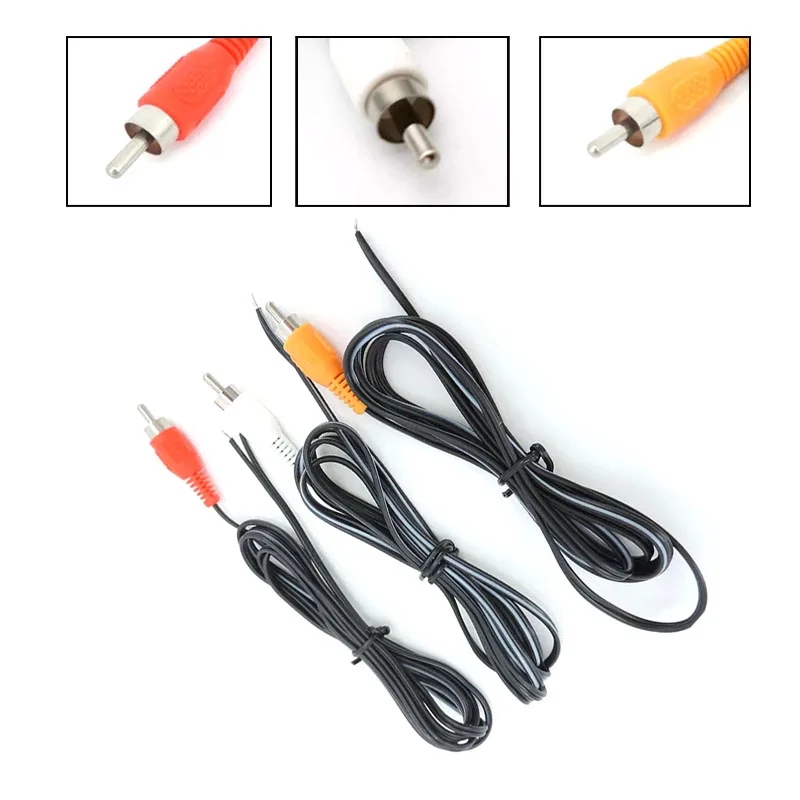 2pin Rca Male Audio connector Cable Av Single Video Speaker extension wire lead diy repair cord (ed black white)