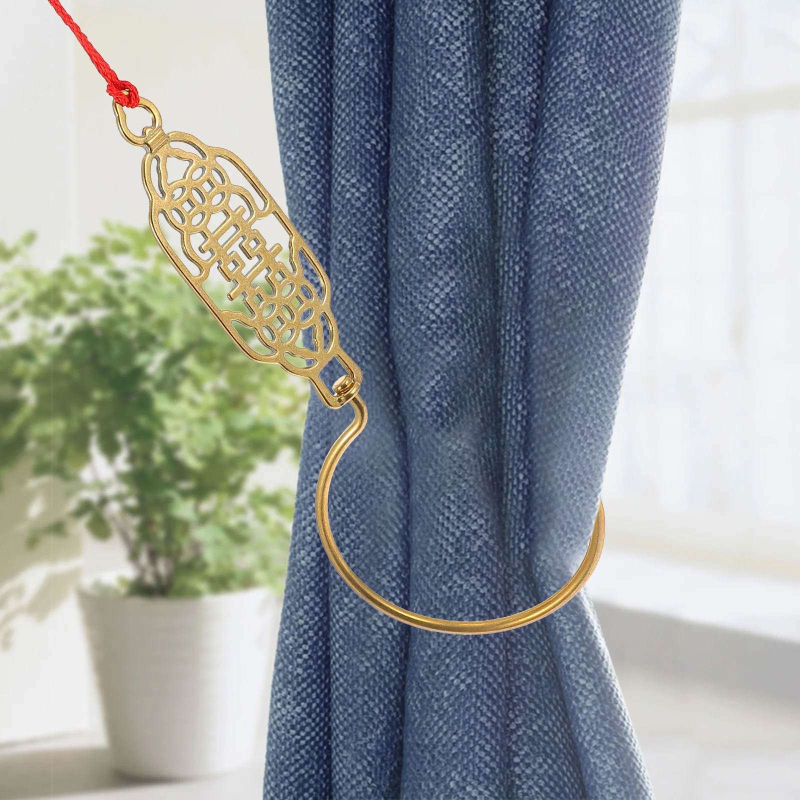 

Chinese Bed Curtain Hook Set of 2 Solid Copper Rustic Design Hanging Bracket for Bedroom Wedding Decoration Curtain Support