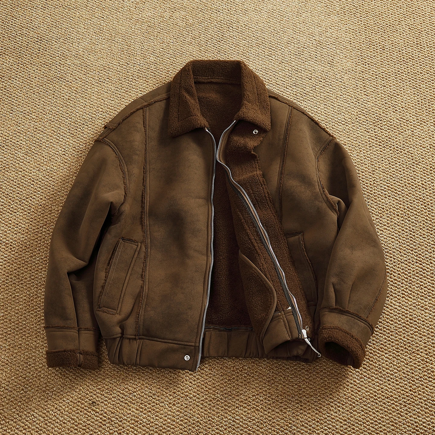 

Winter thickened velvet motorcycle jacket men's American tough guy retro suede warm cotton jacket