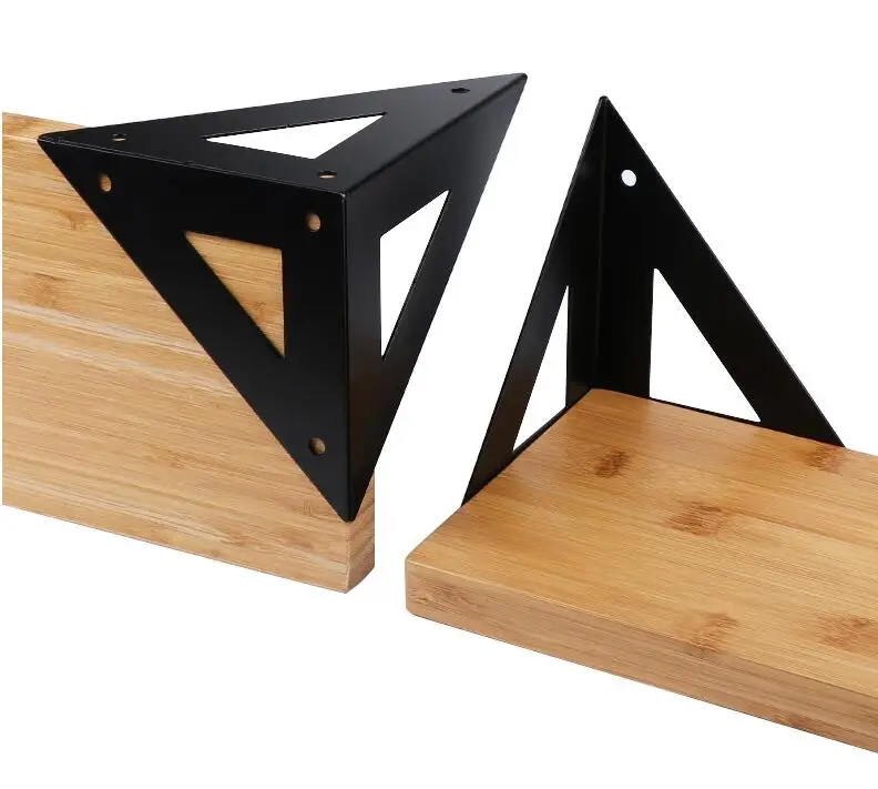 Wall Mount Triangle Bracket Black Partition Fixing Support Floating Shelf Brackets Wrought Iron Storage Rack Hardware Fitting