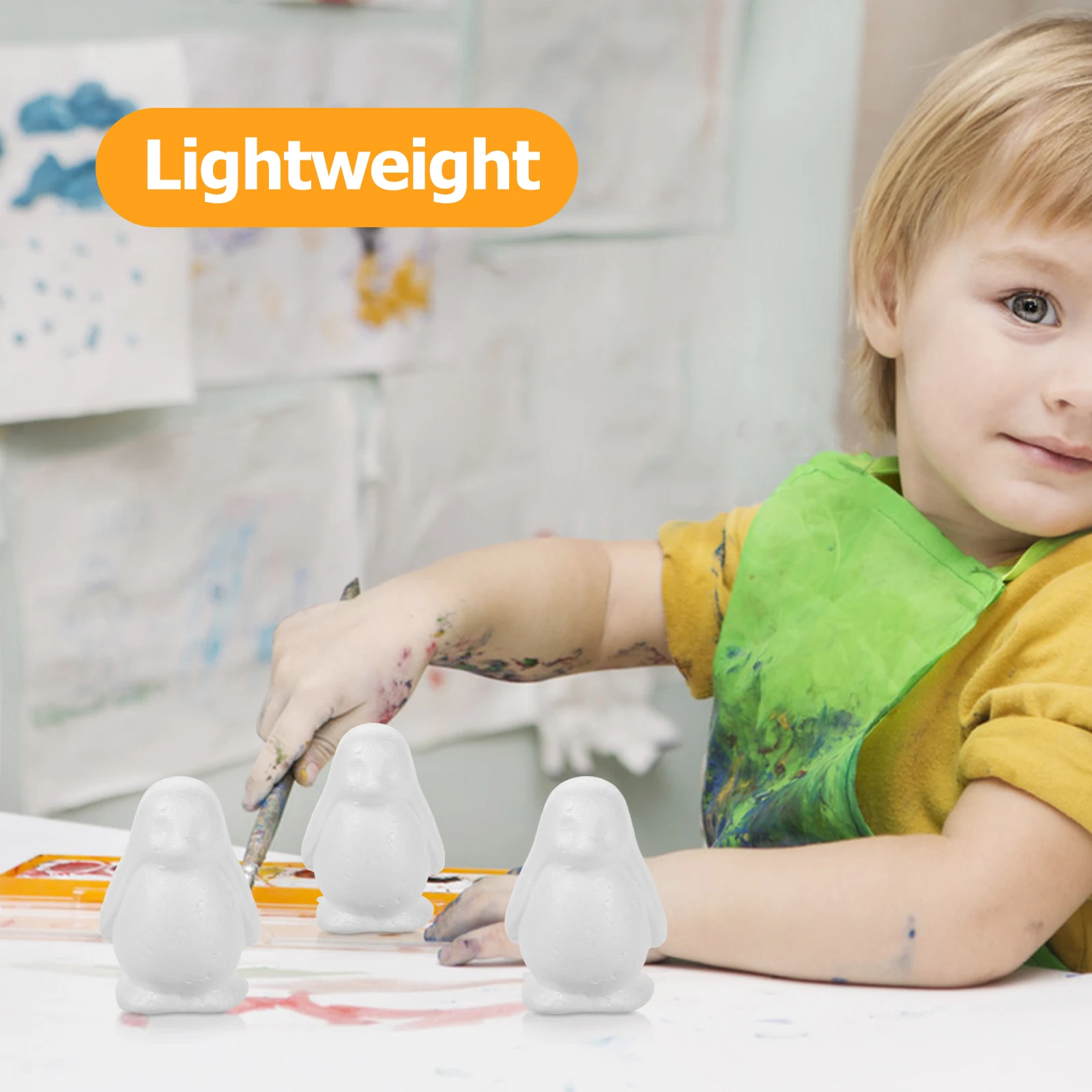 Kit de Artesanato com 10 Peças de Embriões de Animais de Espuma em Branco, Formato de Pinguim, para Pintura, Decoração, Desenvolvimento da Criatividade Infantil e Atividades em Sala de Aula