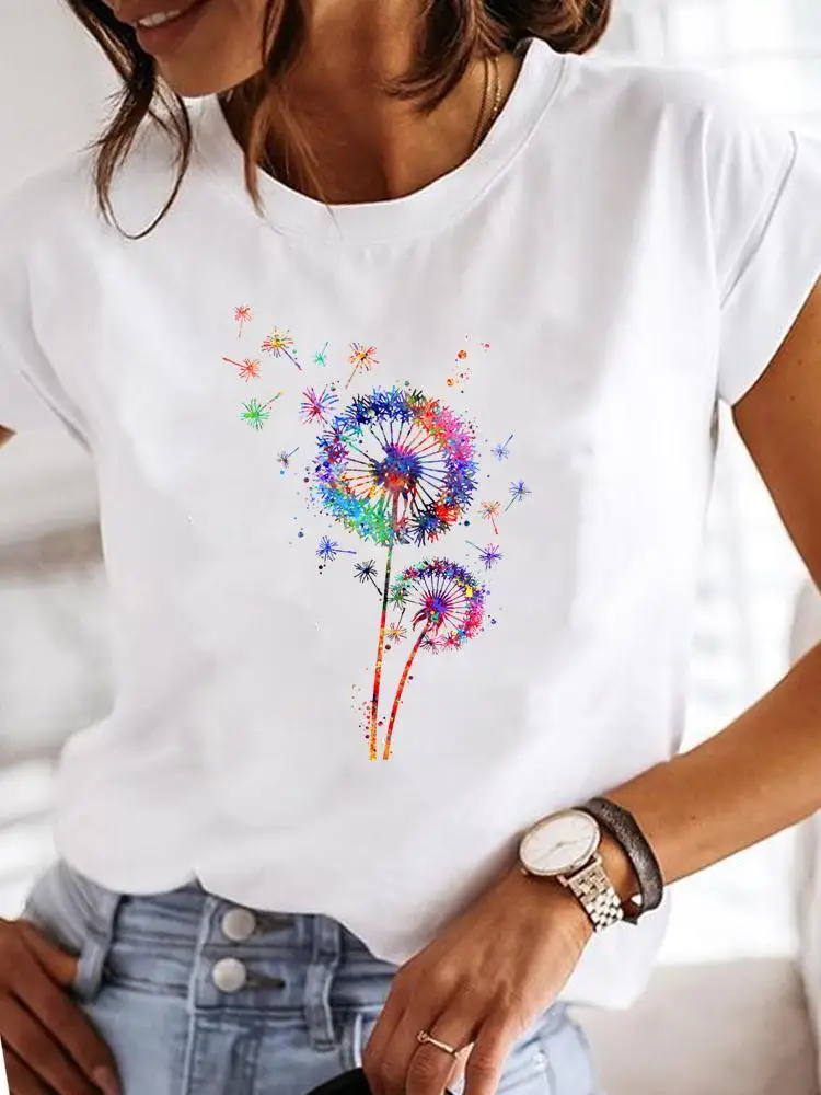 

Clothes Fashion Flower New 90s Cute Casual Summer T Clothing T-shirts Short Sleeve Ladies Women Print Female Graphic Tee