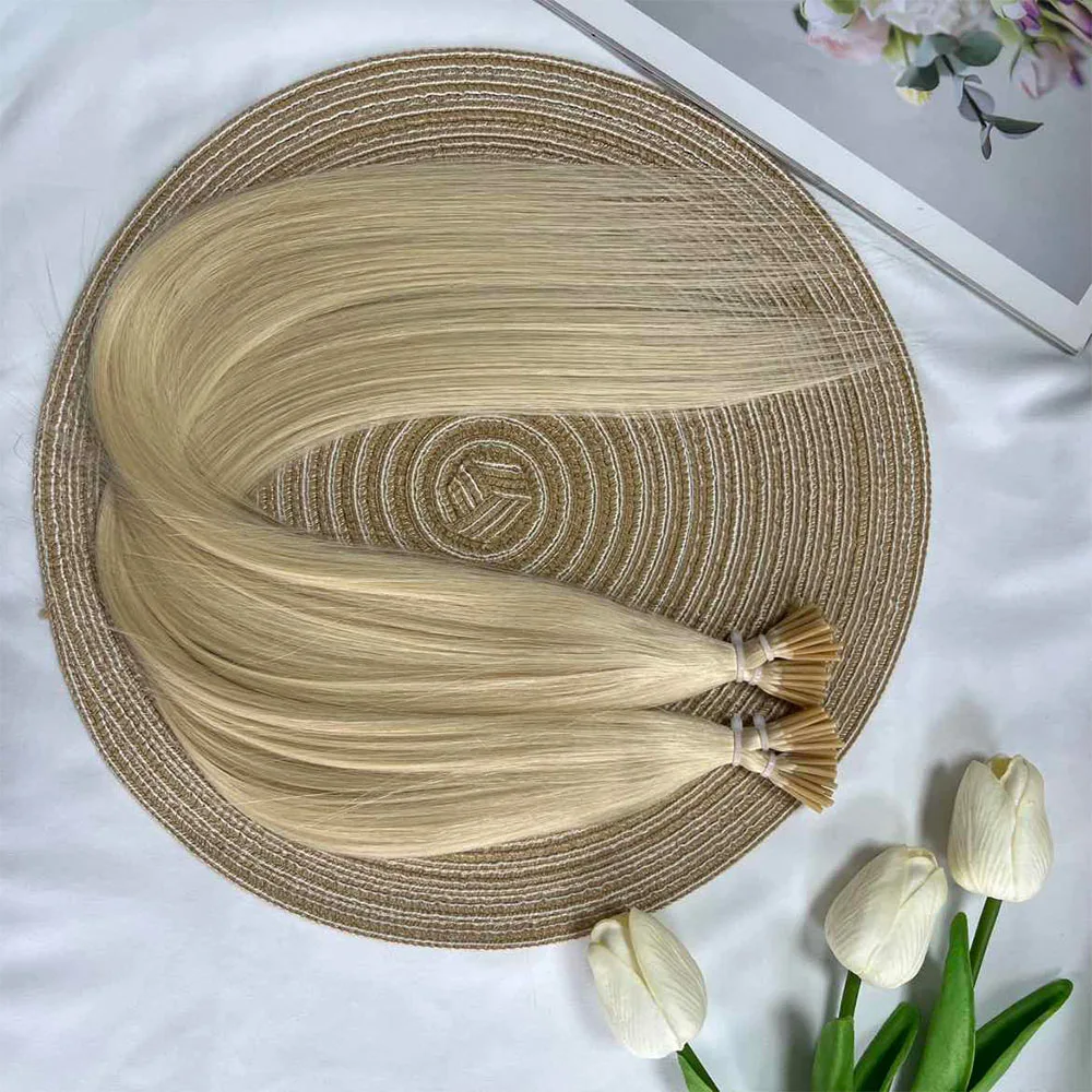 스트레이트 I팁 헤어 익스텐션 천연 인모 퓨전 헤어 익스텐션 얇은 케라틴 헤어 14-20인치 30g 링 없음