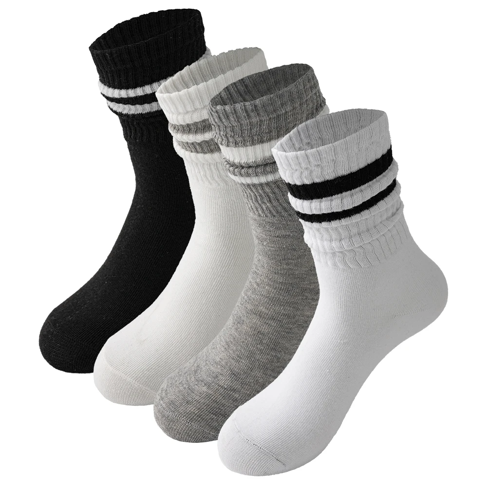 

5 Pairs Stripe Pattern Women Men Unisex Couples Sports Socks Mid-Calf Socks Spring Summer Holiday Gifts