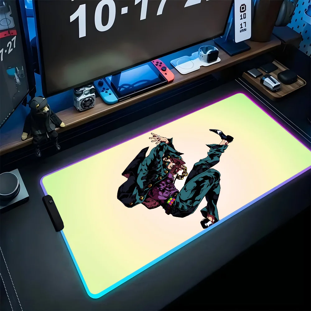 

anime J-Jojos b-Bizarre-Adventure Mousepad XXL RGB Gaming Mouse Pads HD Black Gamer Accessories Large LED