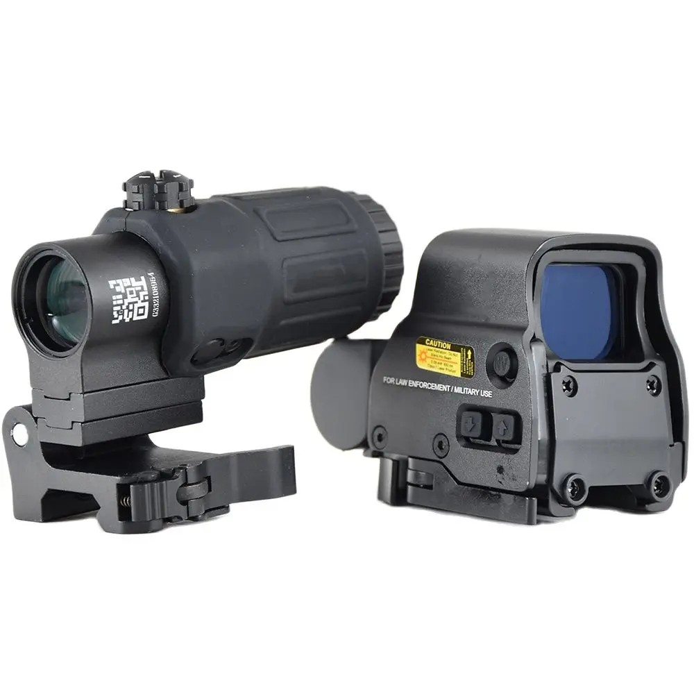 

Holographic Reflex 1x Red Dot Collimator Sight And 3X Magnifier Optics Scope 20mm Mount Tactical Combo Set