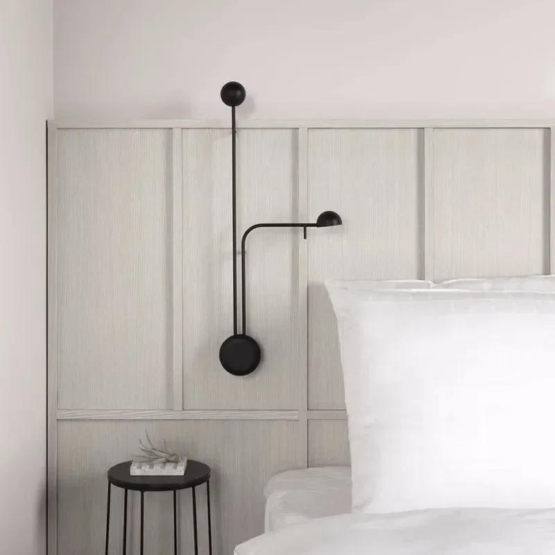 Nordic Minimalist Wall โคมไฟในร่ม LED สีดํา Wall Sconce Designer สําหรับห้องนั่งเล่น/พื้นหลังตกแต่งห้องนอน