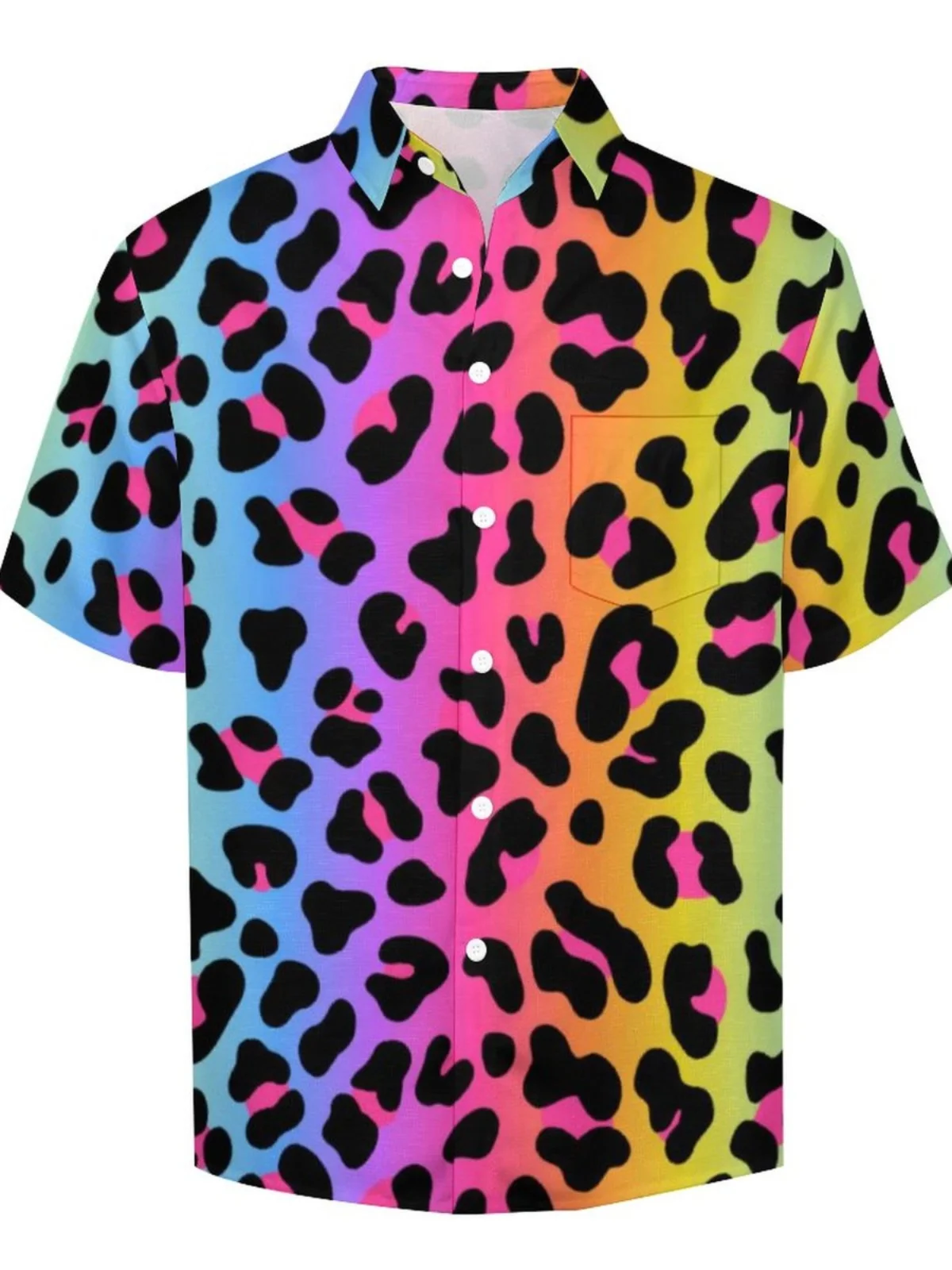 

Мужская одежда с цифровым принтом ort Sve Button up irt с леопардовым узором, облегающая летняя повседневная одежда irt, молодежная модная европейская одежда