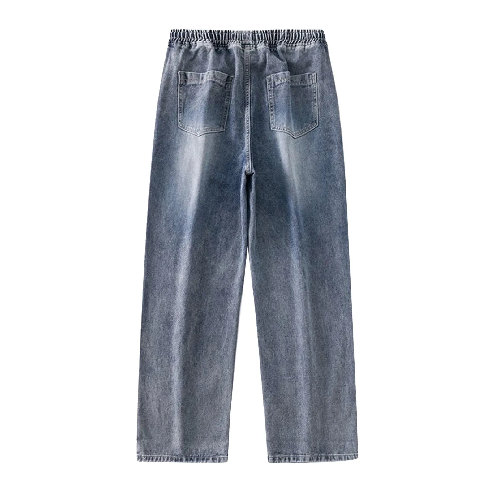 2024 Nieuwe Herfst Heren Jeans Koreaanse Stijl High Street Wijde Pijpen Broek Trekkoord Trend Dagelijkse Veelzijdige Broek