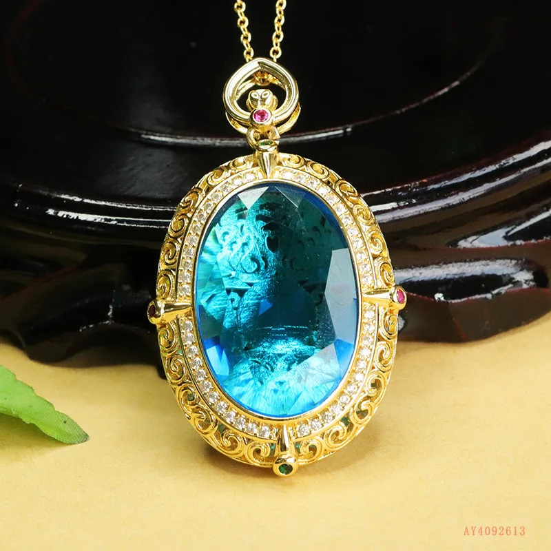 

Natural Jewelry Glazed Pendant Simulation Topaz Glass Necklace