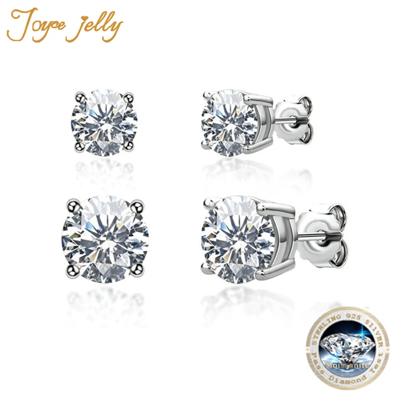 

JoyceJelly 925 Silver Women Earrings 1 Carat Natural Moissanites Round Stone Gold Color Wedding Jewelry Fashion Gifts Wholesale