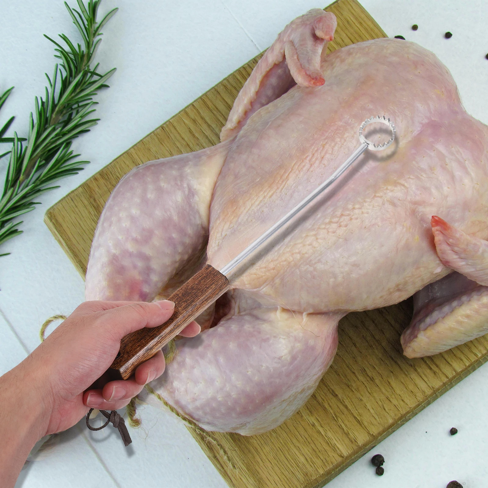 

2pcs Chicken Lung Remover Stainless Steel Wooden Handle Poultry Cavity Scraper For Turkey Processing Butcher Supplies Kitchen