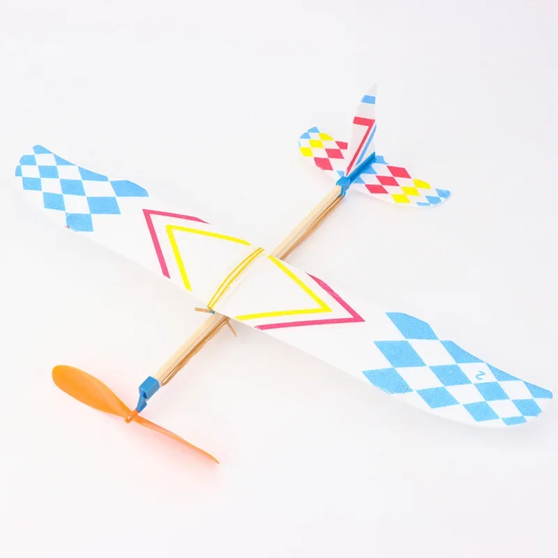 DIY Hand Throw Flying Glider Planes Elastic Rubber Band Powered Flying Plane Airplane Glider Assembly Model Toys for Children