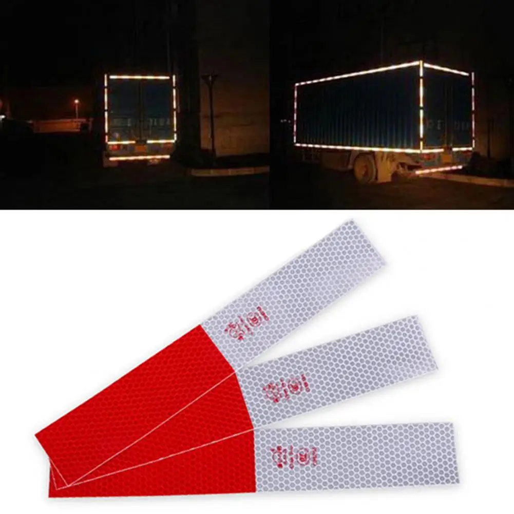 10Pcs Warning Strips Reflective Stickers Night Reflective Safety Warning Strip Tape Stickers Self-Adhesive Trailer Stickers