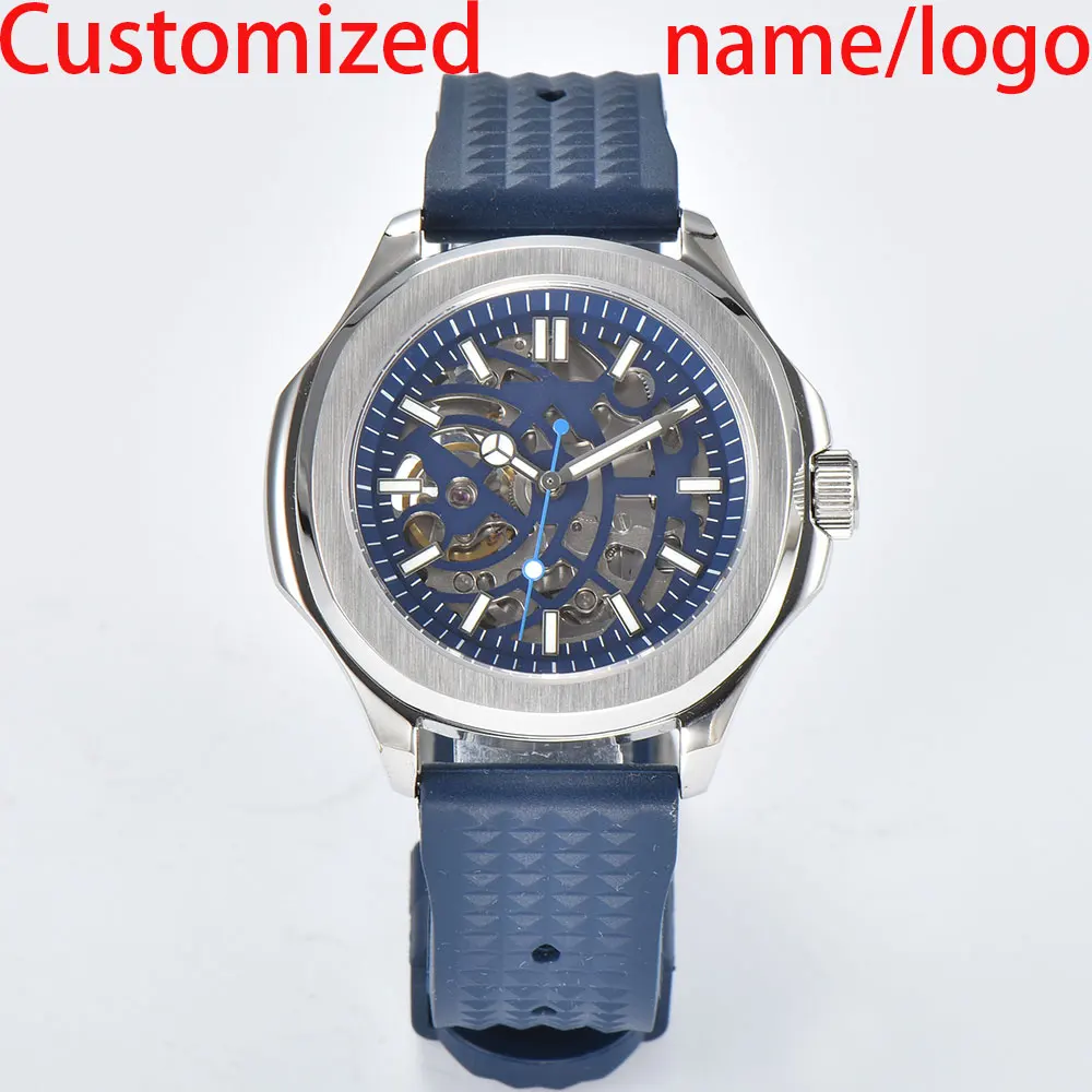 

men's watches 39mm Custom Logo Men Automatic Watch with Hollow Dial NH38 automatic movement Sapphire Glass Stainless Steel Water