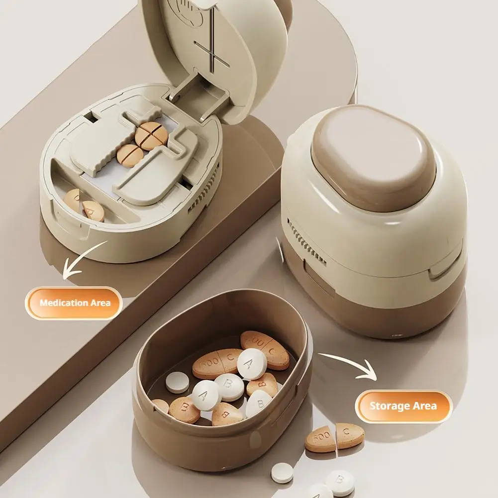 

Dustproof Pill Cutter Storage Box Divider Organizer for Daily Travel Pills Splitter Portable Drug Tablet Medicine Storage Box