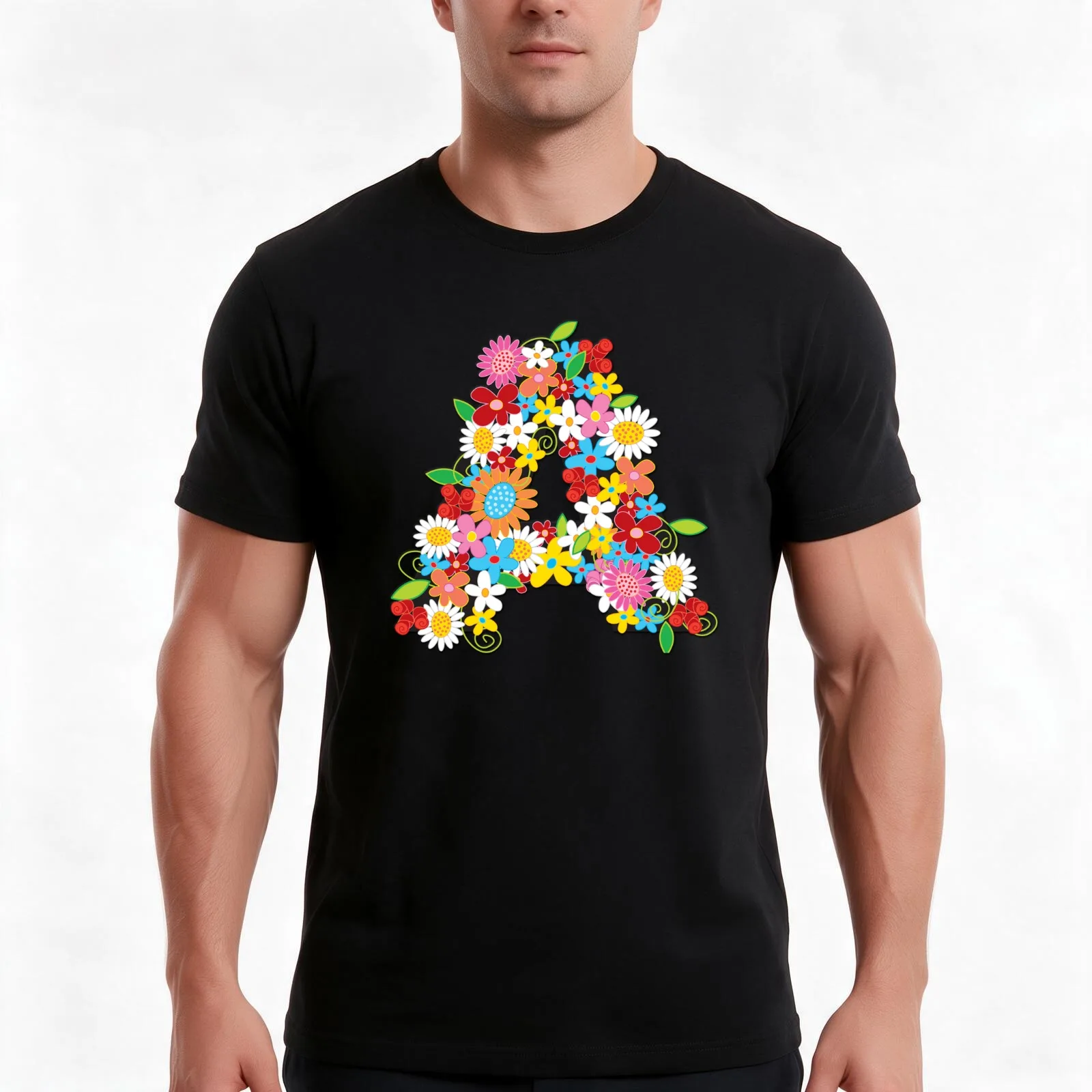Spring Flowers Alphabet A Monogram ? fatfatin Men T Shirt funny t shirts dark humor