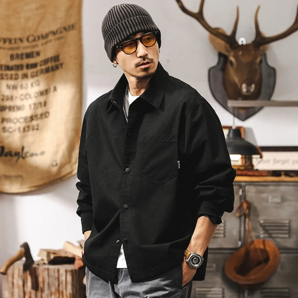 

Men's long-sleeved Spring and Autumn new retro workwear shirt, Japanese-style loose casual jacket