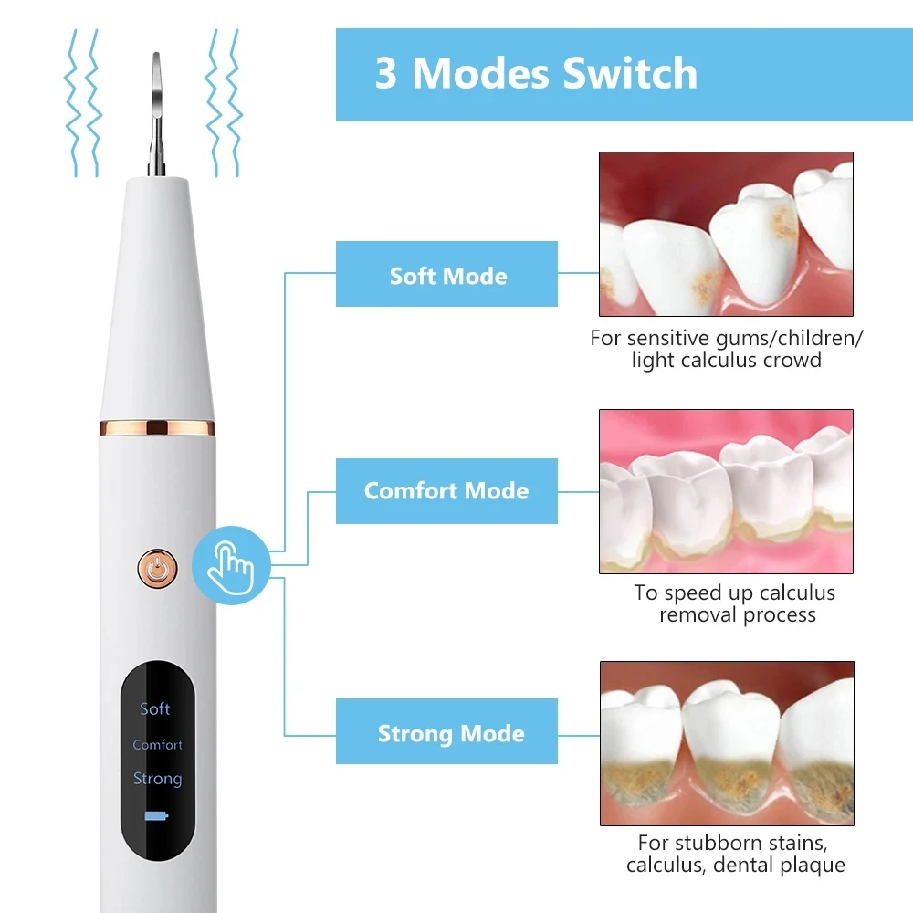 Ultrasonic Dental Scaler For Teeth Tartar Stain Tooth Plaque Calculus Remover Dental Stones Oral Health Care Tooth Whitening