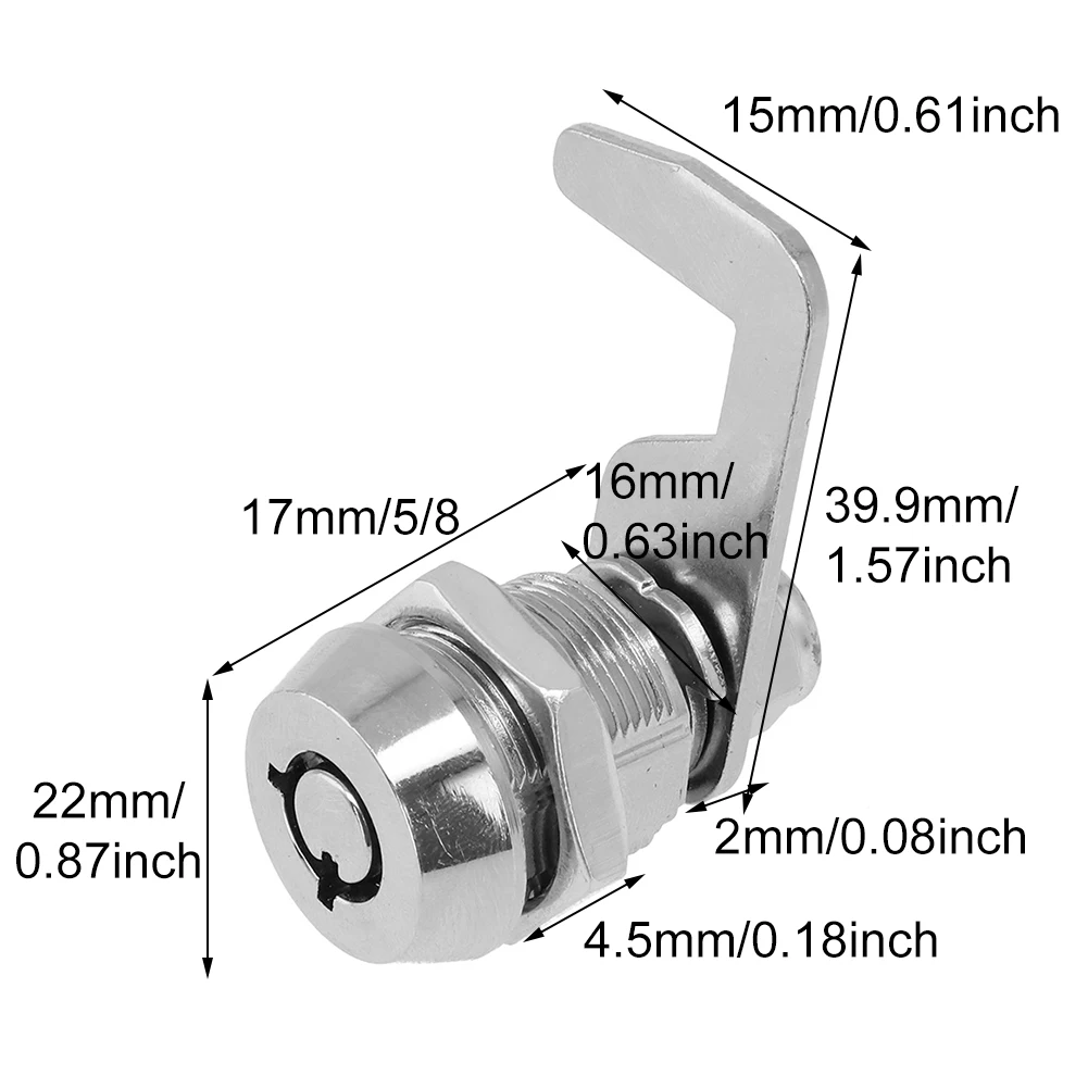 Chrome Finish Cam Lock with Keys, 90 Degree Rotation and Sturdy Construction, Great for Wardrobes and Advertising Chassis