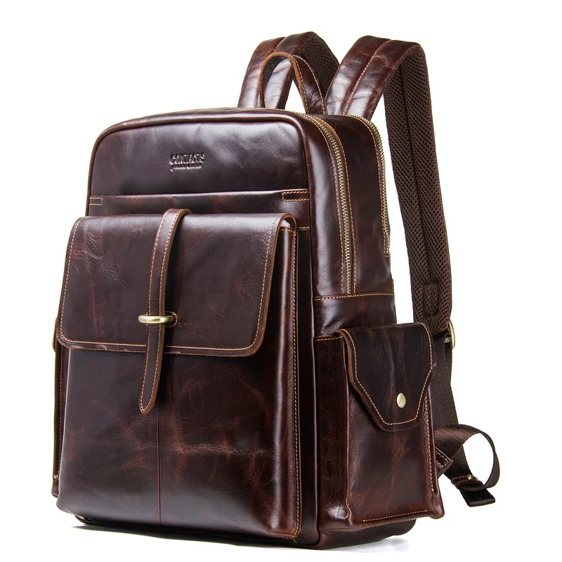 

Crazy Horse Leather Vintage Men's Backpack School Teacher Bag Teen Korean Style More Luxurious Quality Men Design Free Shipping