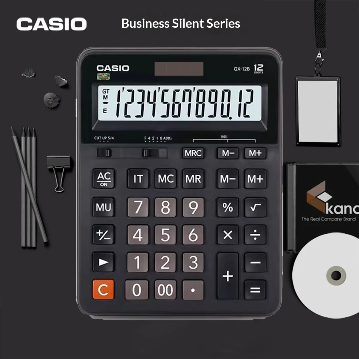 

CASIO GX-12B Classic Black Business Financial Accounting Office Calculator, Large Size, Large Screen, Large Buttons, Solar-Power