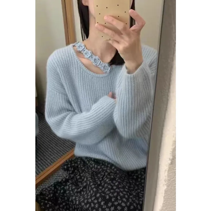 

2025 French Lazy Soft Waxy Gentle Wind Knitwear Women's Pullover Winter New Atmosphere Sweater Jacket