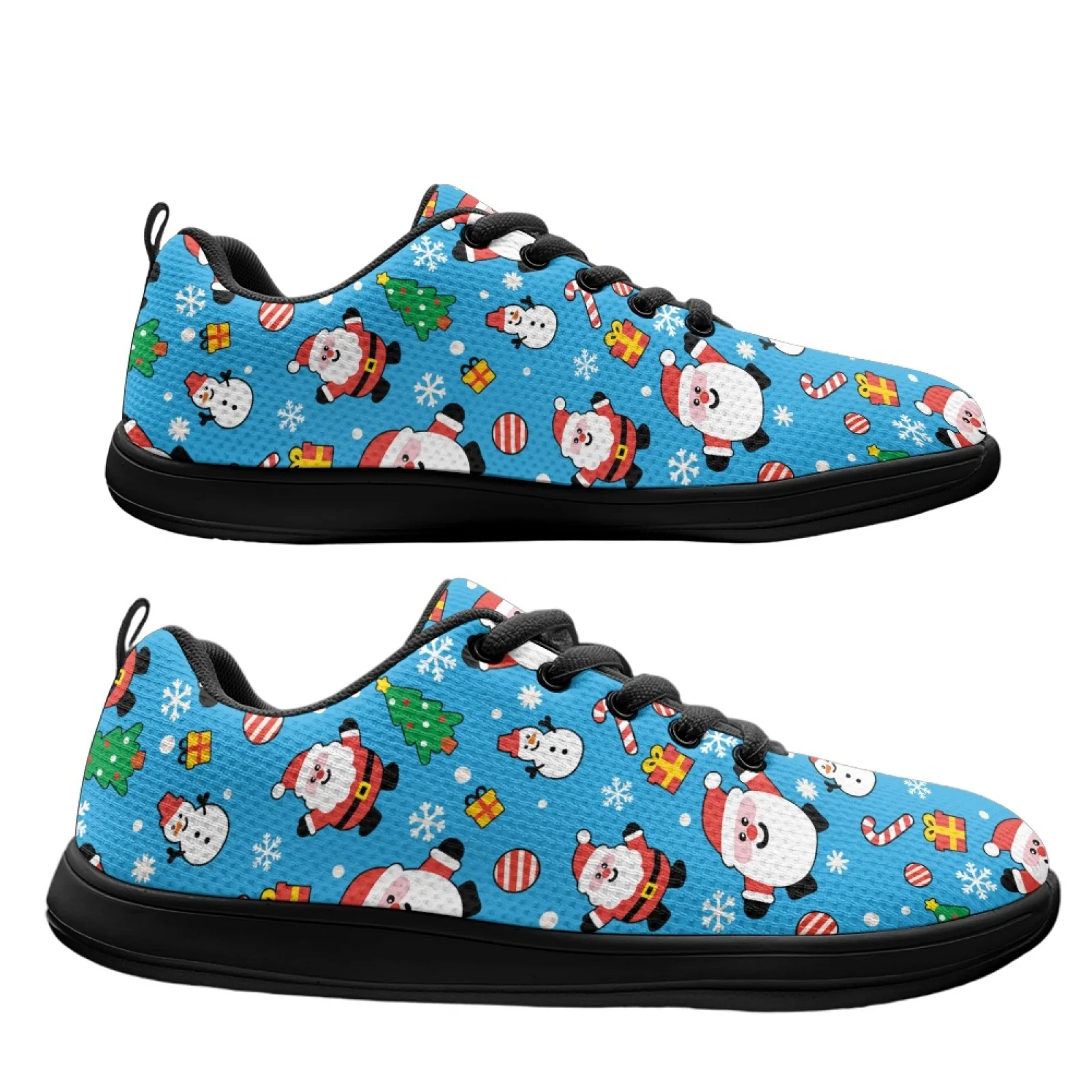 PENSTROLL Santa Claus Snowflake Slip-Resistant Work Shoes for Running Mesh & EVA Mens Walking Shoes Athletic Sneakers
