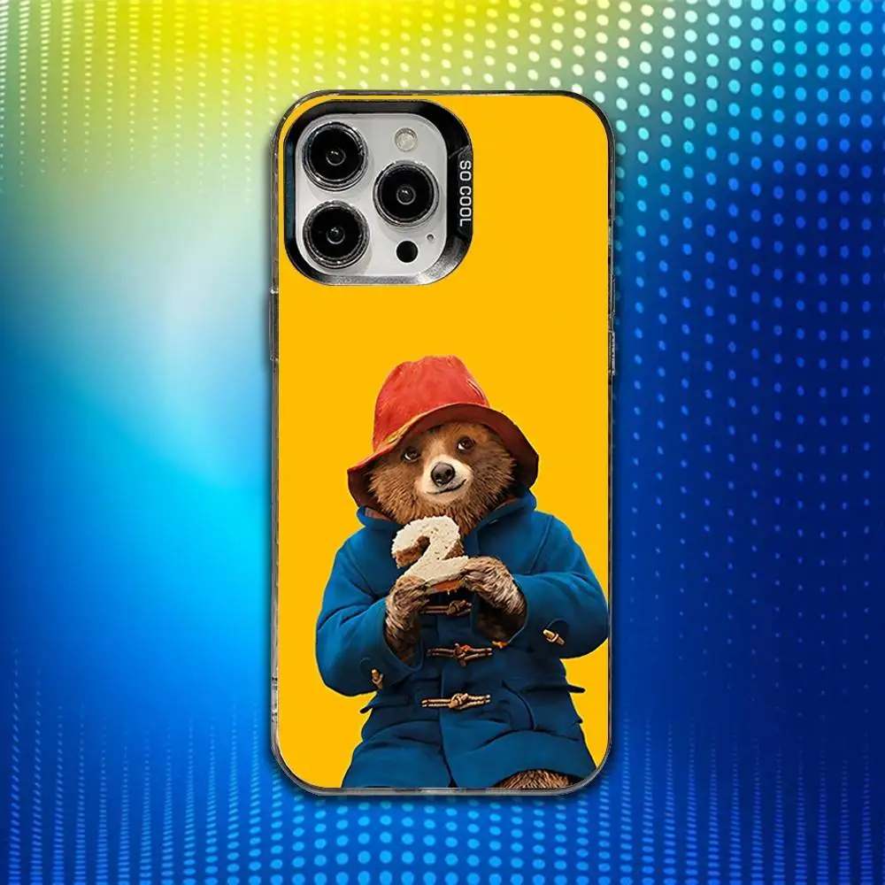 حافظة هاتف P-PaddingtonS Bear اللطيفة لهاتف iPhone 17,16,15,14,13,12,X,8,Pro,Max,Plus,E,SE4,Air,Mini IMD أسود غير لامع