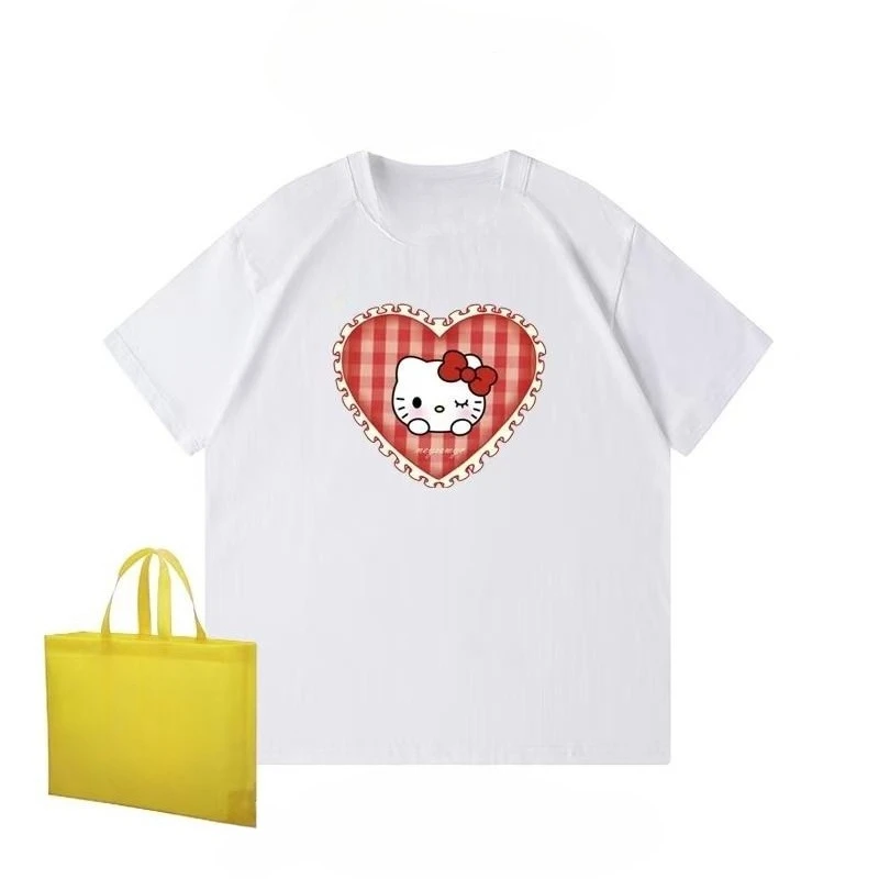 Hello Kitty Cartoon Print Short Sleeve T-Shirt Unisex Couple Half Sleeve Top Kawaii Daily Casual Wear For Fashion Lovers