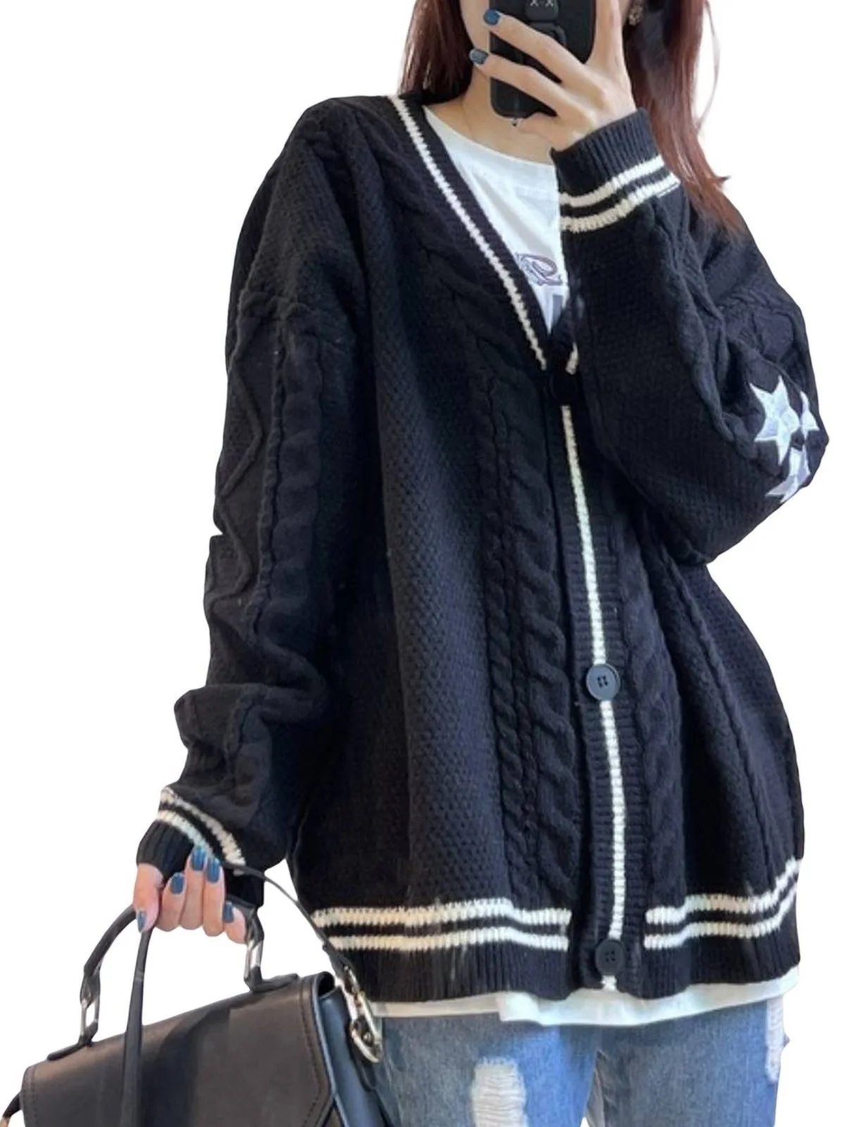 سترة نسائية طويلة بلون نقي من Faionable وزر واحد مفتوح من الأمام سترة محبوكة للتنقل وموسم الخريف