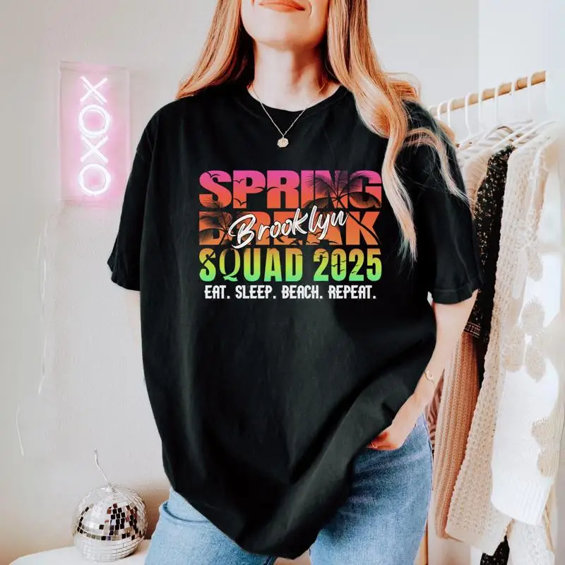 

Custom Neon Spring Break 2025 T Shirt Beach Vacation Girls Trip Apparel Summer Matching Group Family Cruise