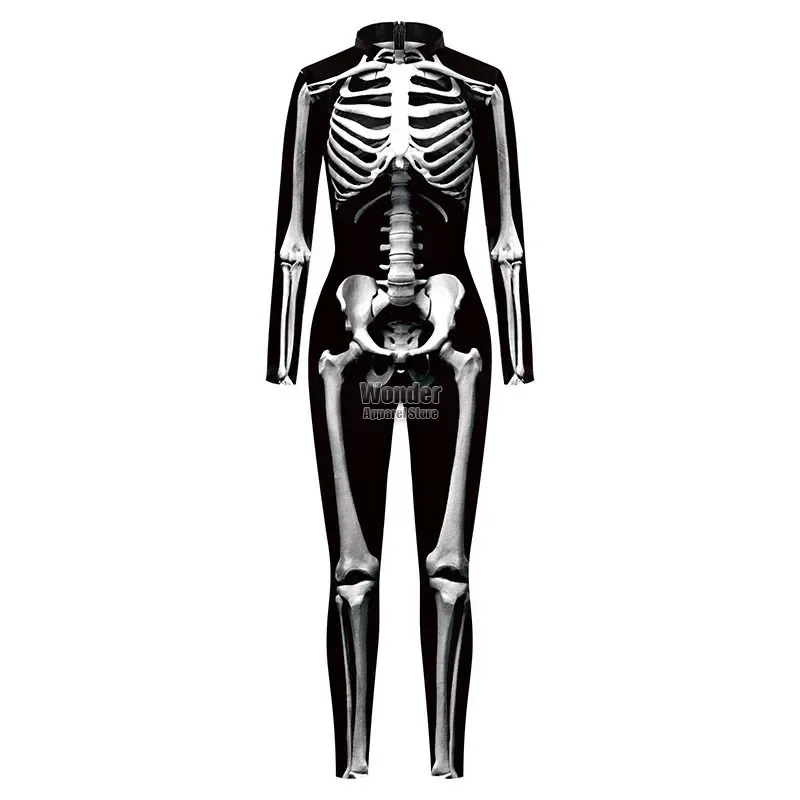 男性と女性のための3D人体スケルトンジャンプスーツ,ハロウィーンのコスプレ衣装,衣装,スケルトン,ハロウィーンパーティー,ロールプレイング