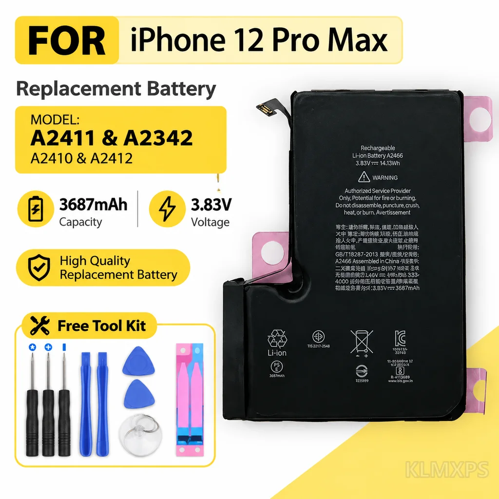 Replacement Lithium Battery for iPhone 12 Pro Max Mobile Phone, Compatible Models A2411 A2342 A2410 A2412